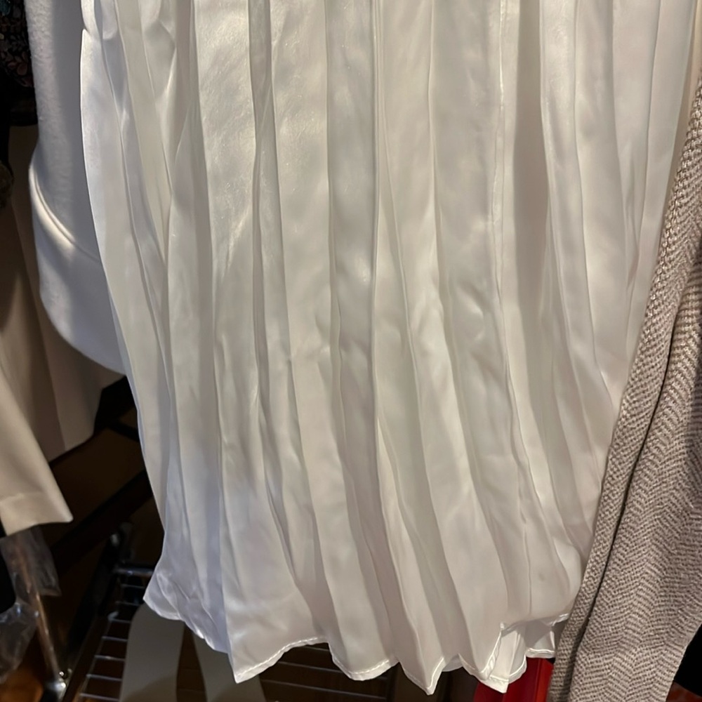 Francesca’s New With Tags Pleated Midi Skirt Size Large Winter White